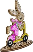 Bunny On Scooter #2 - Ornament Wooden Bead Kit, different perspective #1. Select this picture to zoom in
