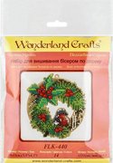 Wreath With Bullfinch - Christmas Ornament Wooden Bead Kit, different perspective #1. Select this picture to zoom in