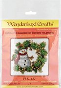 Wreath With Snowman - Christmas Ornament Wooden Bead Kit, different perspective #1. Select this picture to zoom in