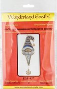 Gnome in Blue Hat - Christmas Ornament Wooden Bead Kit, different perspective #1. Select this picture to zoom in