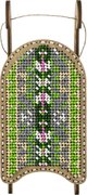 Pink and Green Sled - Christmas Ornament Wooden Bead Kit, different perspective #1. Select this picture to zoom in
