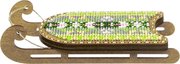 Pink and Green Sled - Christmas Ornament Wooden Bead Kit, different perspective #2. Select this picture to zoom in