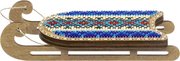 Blue and Red Sled - Christmas Ornament Wooden Bead Kit, different perspective #2. Select this picture to zoom in