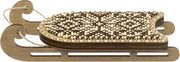 Cream and Brown Sled - Christmas Ornament Wooden Bead Kit, different perspective #2. Select this picture to zoom in