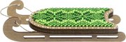 Bright Green Sled - Christmas Ornament Wooden Bead Kit, different perspective #2. Select this picture to zoom in