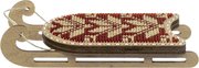 Golden Red Sled - Christmas Ornament Wooden Bead Kit, different perspective #2. Select this picture to zoom in