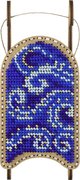 Blue and White Sled - Christmas Ornament Wooden Bead Kit, different perspective #1. Select this picture to zoom in