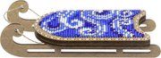 Blue and White Sled - Christmas Ornament Wooden Bead Kit, different perspective #2. Select this picture to zoom in