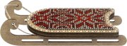 Dark Red Sled - Christmas Ornament Wooden Bead Kit, different perspective #2. Select this picture to zoom in