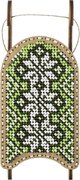 White & Green Sled - Christmas Ornament Wooden Bead Kit, different perspective #1. Select this picture to zoom in