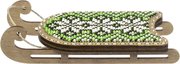 White & Green Sled - Christmas Ornament Wooden Bead Kit, different perspective #2. Select this picture to zoom in