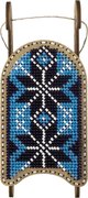 Light Blue & Black Sled - Christmas Ornament Wooden Bead Kit, different perspective #1. Select this picture to zoom in