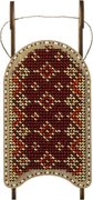 Red and Gold Sled - Christmas Ornament Wooden Bead Kit, different perspective #1. Select this picture to zoom in