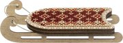 Red and Gold Sled - Christmas Ornament Wooden Bead Kit, different perspective #2. Select this picture to zoom in