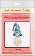 Gnome in Blue Hat - Christmas Ornament Wooden Bead Kit, different perspective #1. Select this picture to zoom in