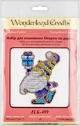 Gnome on Skates - Christmas Ornament Wooden Bead Kit, different perspective #1. Select this picture to zoom in