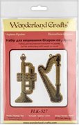 Harp and Trumpet - Christmas Ornament Wooden Bead Kit, different perspective #1. Select this picture to zoom in