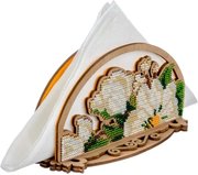 Napkin Holder - White Blossoms - Wooden Bead Kit, different perspective #1. Select this picture to zoom in