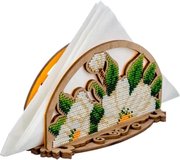 Napkin Holder - White Blossoms - Wooden Bead Kit, different perspective #2. Select this picture to zoom in