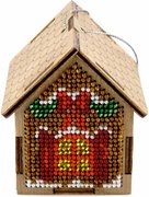 Festive House - Christmas Ornament Wooden Bead Kit, different perspective #1. Select this picture to zoom in