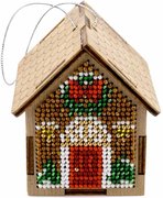 Festive House - Christmas Ornament Wooden Bead Kit, different perspective #2. Select this picture to zoom in