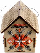 Traditional House - Ornament Wooden Bead Kit, different perspective #2. Select this picture to zoom in