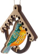 Bird In Birdhouse - Wooden Ornament Bead Kit, different perspective #1. Select this picture to zoom in