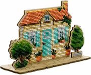 Turquoise House - Wooden Ornament Bead Kit, different perspective #1. Select this picture to zoom in