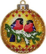Bullfinches Christmas Ornament - Cross Stitch Kit, different perspective #1. Select this picture to zoom in