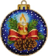 Christmas Candle Christmas Ornament - Cross Stitch Kit, different perspective #1. Select this picture to zoom in