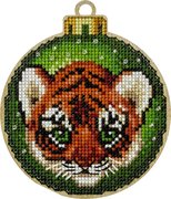 Tiger Cub Christmas Ornament - Cross Stitch Kit, different perspective #1. Select this picture to zoom in