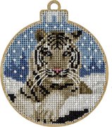 White Tiger Christmas Ornament - Cross Stitch Kit, different perspective #1. Select this picture to zoom in
