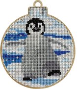 Penguin Christmas Ornament - Cross Stitch Kit, different perspective #1. Select this picture to zoom in