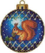 Squirrel Christmas Ornament - Cross Stitch Kit, different perspective #1. Select this picture to zoom in