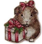 Christmas Hamster Ornament - Cross Stitch Kit, different perspective #1. Select this picture to zoom in