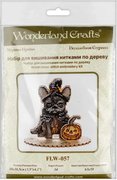 Halloween French Bulldog - Wooden Cross Stitch Kit, different perspective #2. Select this picture to zoom in