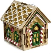 Christmas House 3D - Cross Stitch Kit, different perspective #1. Select this picture to zoom in