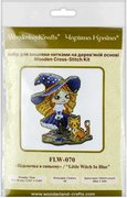 Little Witch In Blue - Halloween Cross Stitch Kit, different perspective #2. Select this picture to zoom in