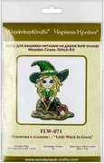 Little Witch In Green - Halloween Cross Stitch Kit, different perspective #2. Select this picture to zoom in