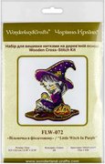 Little Witch In Purple - Halloween Cross Stitch Kit, different perspective #2. Select this picture to zoom in