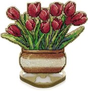 Tulips - Wooden Cross Stitch Kit, different perspective #1. Select this picture to zoom in