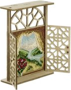 Quiet Beyond the Curtains - Cross Stitch Kit, different perspective #1. Select this picture to zoom in