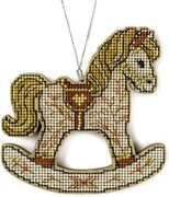 Rocking Horse Christmas Ornament - Cross Stitch Kit, different perspective #1. Select this picture to zoom in
