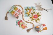 Flower Power Citrine - Lazy Daisy Stripes Floral - Fabric
