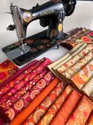 Forest Frolic Caramel - Leafy Lines Stripes - Quilt Fabric