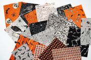 Ghostly Greetings Parchment - Dancing Skeletons - Fabric