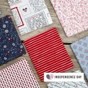 Independence Day Text Indigo - Patriotic Quilt Fabric