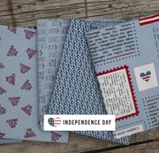 Independence Day Text Indigo - Patriotic Quilt Fabric
