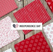 Independence Day Text Indigo - Patriotic Quilt Fabric