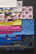 Ink Shop Dots Blue Ribbon - Quilt Fabric, different perspective #2. Select this picture to zoom in